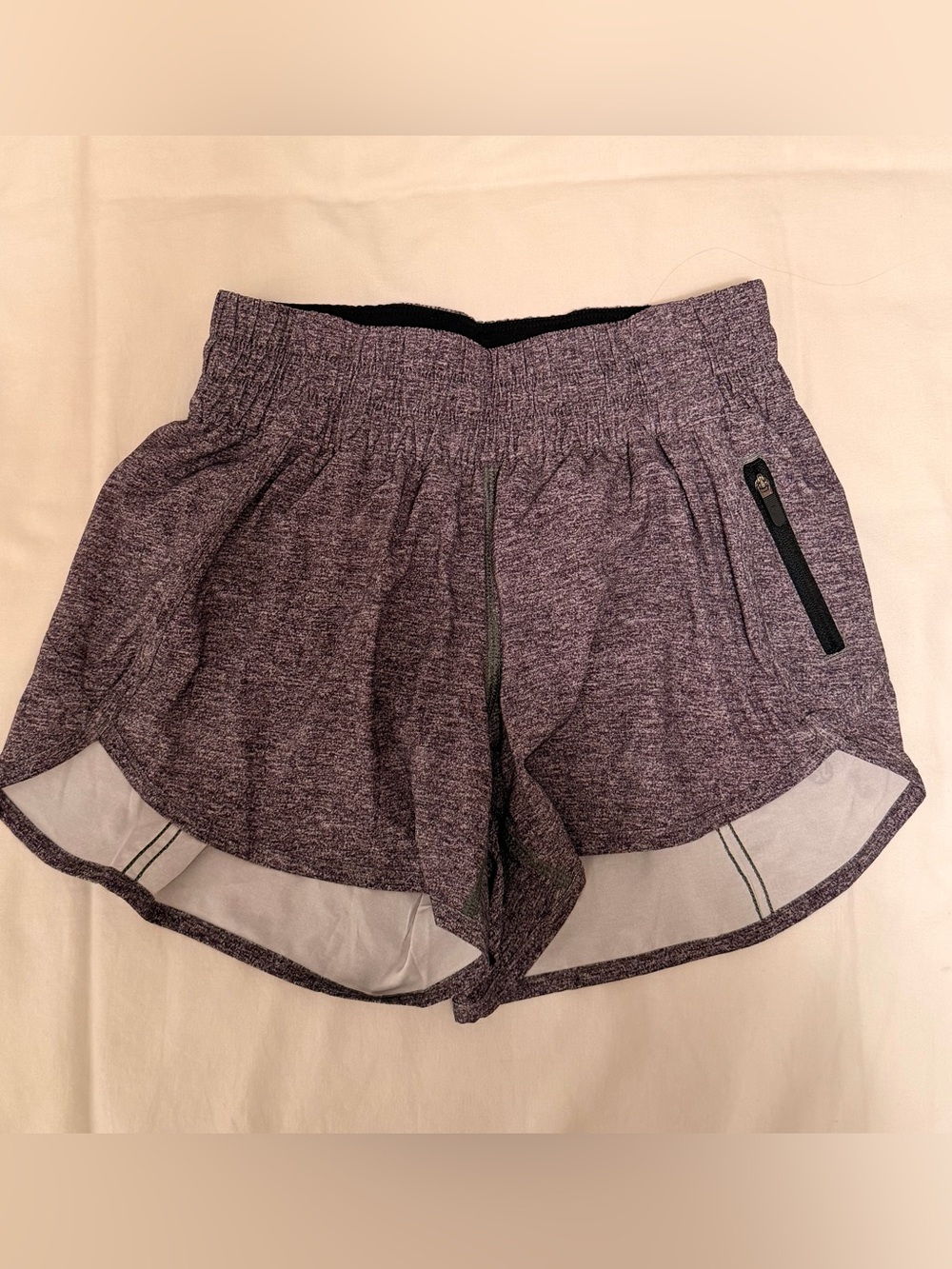 lululemon athletica Heathered Purple Running Shorts with Zip Pocket